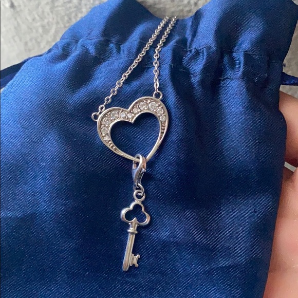 Agatha 925 sterling silver heart necklace w/ charm - Picture 1 of 3